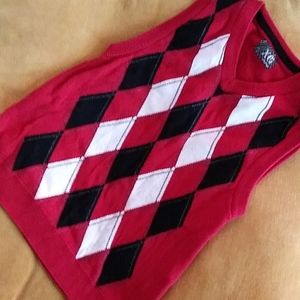 XG Argyle Boy’s Red, Black, & White Vest